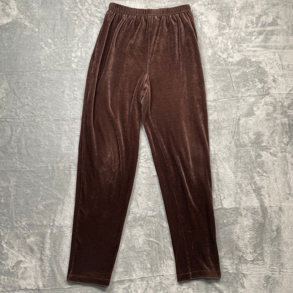 Laura Martin Collection Velour Pants Womens Medium Brown High Rise Straight Leg